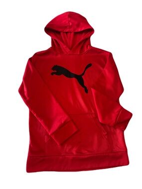Boys Large (14-16) Puma Red Hoodie with Black Puma Cat Logo